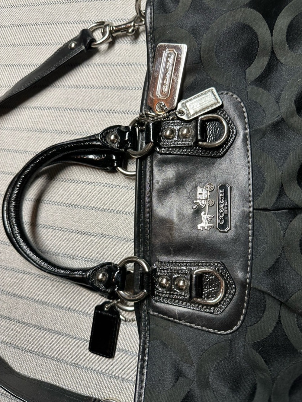Coach Black Signature Tote with Removable Shoulder Strap - Picture 2 of 5